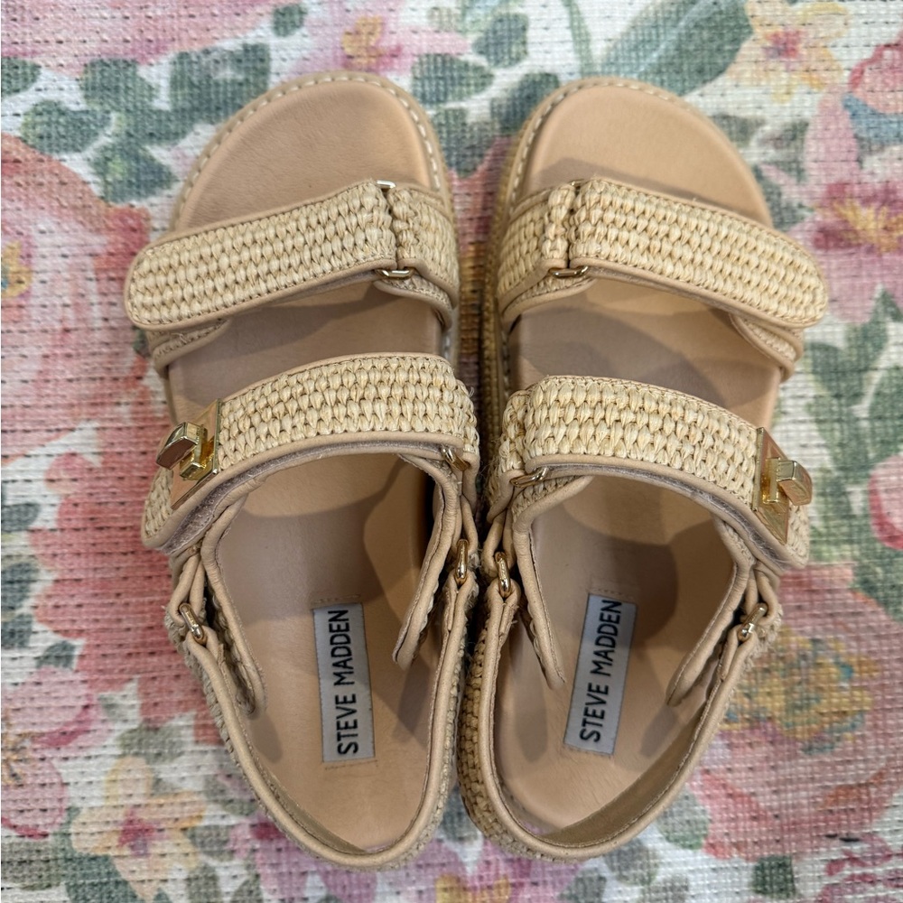 Steve Madden Bigmona Natural Raffia Size 7